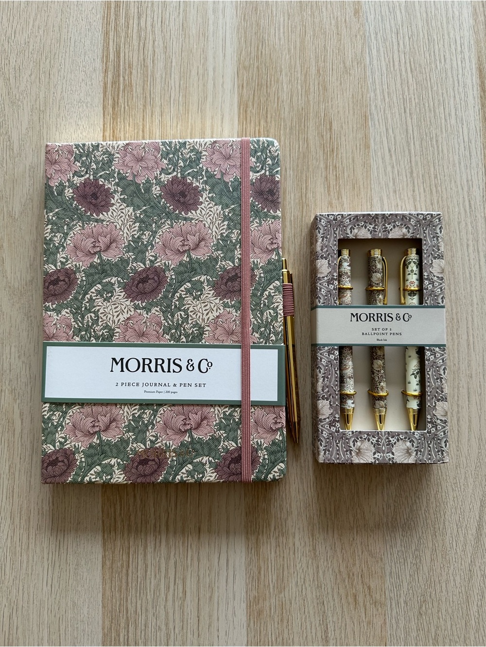 Morris & Co. William Morris Floral Pink & Green Journal and Pen Set